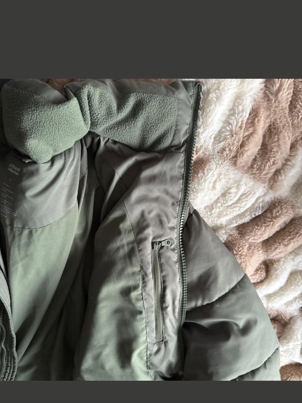 Girlfriend Collective Sage Green Puffer Jacket